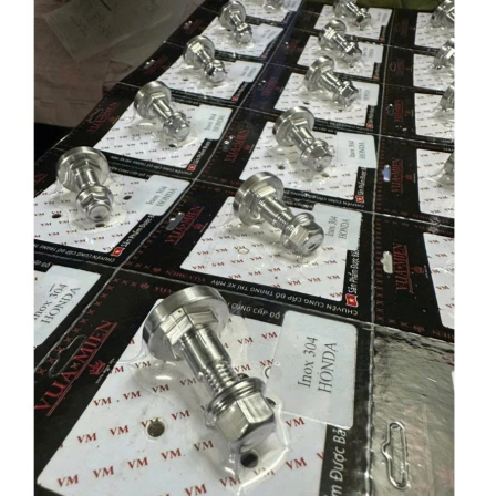 Khâu Má Đùm Inox 304 + ốc 8 li gắn cho các dòng xe Honda, Yamaha